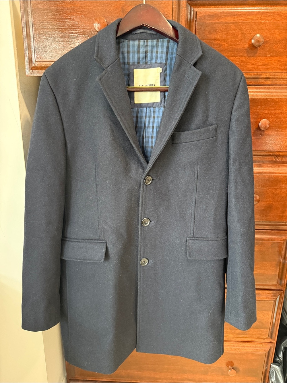 Men's Classic Wool Blend Overcoat - Black